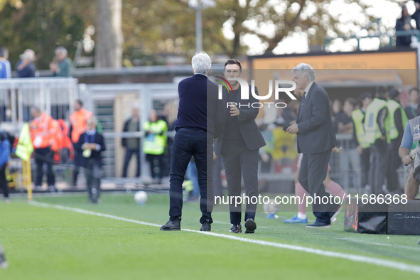 Venezia's head coach Eusebio Di Francesco and Atalanta's head coach Gian Piero Gasperini are present during the Italian Serie A soccer champ...