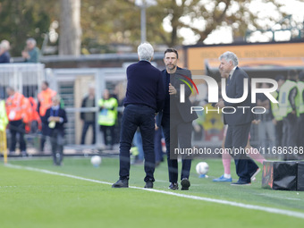 Venezia's head coach Eusebio Di Francesco and Atalanta's head coach Gian Piero Gasperini are present during the Italian Serie A soccer champ...