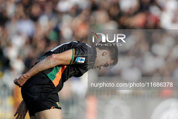 Gaetano Oristanio of Venezia expresses disappointment during the Italian Serie A soccer championship match between Venezia FC and Atalanta B...