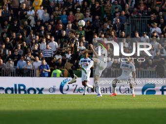 Gaetano Oristanio of Venezia plays against Berat Djimsiti of Atalanta during the Italian Serie A soccer championship match between Venezia F...