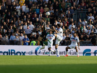 Gaetano Oristanio of Venezia plays against Berat Djimsiti of Atalanta during the Italian Serie A soccer championship match between Venezia F...