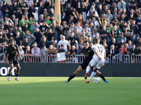 Atalanta's Charles De Ketelaere plays against Venezia's Jay Idzes during the Italian Serie A soccer championship football match between Vene...