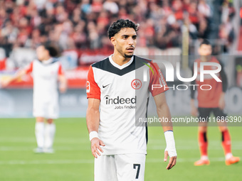 Omar Marmoush of Eintracht Frankfurt is seen during the Bundesliga match between Bayer 04 Leverkusen and Eintracht Frankfurt at BayArena in...