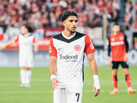 Omar Marmoush of Eintracht Frankfurt is seen during the Bundesliga match between Bayer 04 Leverkusen and Eintracht Frankfurt at BayArena in...