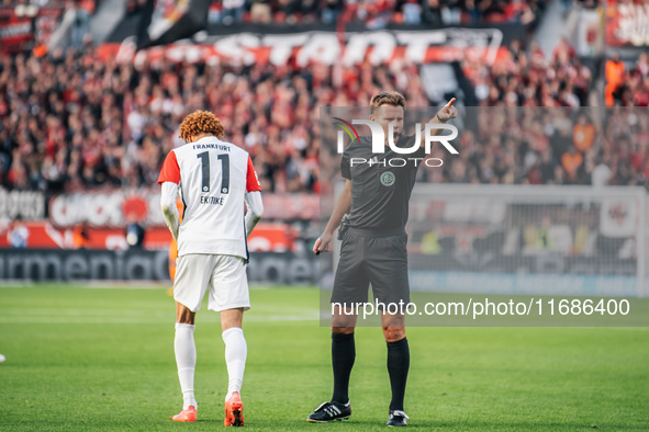 Referee Felix Brych is seen during the Bundesliga match between Bayer 04 Leverkusen and Eintracht Frankfurt at BayArena in Leverkusen, Germa...