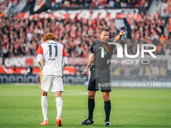 Referee Felix Brych is seen during the Bundesliga match between Bayer 04 Leverkusen and Eintracht Frankfurt at BayArena in Leverkusen, Germa...