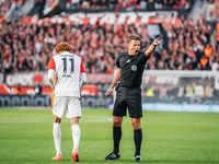 Referee Felix Brych is seen during the Bundesliga match between Bayer 04 Leverkusen and Eintracht Frankfurt at BayArena in Leverkusen, Germa...