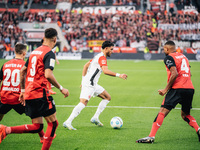 Omar Marmoush of Eintracht Frankfurt is in action during the Bundesliga match between Bayer 04 Leverkusen and Eintracht Frankfurt at BayAren...