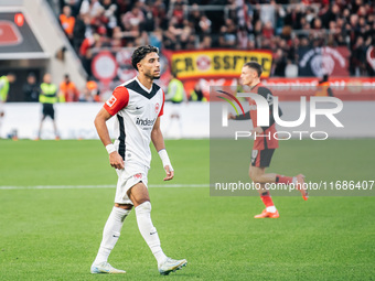 Omar Marmoush of Eintracht Frankfurt reacts during the Bundesliga match between Bayer 04 Leverkusen and Eintracht Frankfurt at BayArena in L...