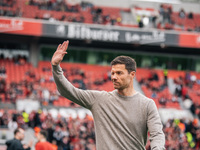 Xabi Alonso, Head Coach of Bayer 04 Leverkusen, looks on before the Bundesliga match between Bayer 04 Leverkusen and Eintracht Frankfurt at...