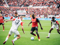 Victor Boniface of Bayer 04 Leverkusen is in action during the Bundesliga match between Bayer 04 Leverkusen and Eintracht Frankfurt at BayAr...