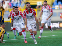 Franco Vazquez of Cremonese celebrates after scoring during the Serie B match between SS Juve Stabia and Cremonese at Stadio Romeo Menti Cas...