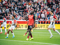 Victor Boniface of Bayer 04 Leverkusen reacts after missing a penalty during the Bundesliga match between Bayer 04 Leverkusen and Eintracht...