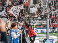 Victor Boniface of Bayer 04 Leverkusen reacts during the Bundesliga match between Bayer 04 Leverkusen and Eintracht Frankfurt at BayArena in...