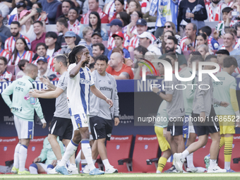 Yvan Neyou of Leganes celebrates a goal during the La Liga 2024/25 match between Atletico de Madrid and Leganes at Riyadh Air Metropolitano...