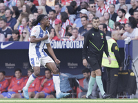 Yvan Neyou of Leganes celebrates a goal during the La Liga 2024/25 match between Atletico de Madrid and Leganes at Riyadh Air Metropolitano...