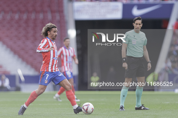 Antoine Griezmann of Atletico de Madrid is in action during the La Liga 2024/25 match between Atletico de Madrid and Leganes at Riyadh Air M...