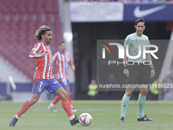 Antoine Griezmann of Atletico de Madrid is in action during the La Liga 2024/25 match between Atletico de Madrid and Leganes at Riyadh Air M...