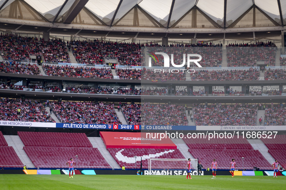 A view of the empty stands of Atletico de Madrid fans due to the suspension following the violent incidents in the derby against Real Madrid...