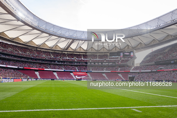 A view of the empty stands of Atletico de Madrid fans due to the suspension following the violent incidents in the derby against Real Madrid...