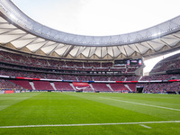 A view of the empty stands of Atletico de Madrid fans due to the suspension following the violent incidents in the derby against Real Madrid...