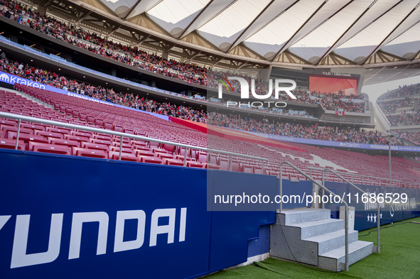 A view of the empty stands of Atletico de Madrid fans due to the suspension following the violent incidents in the derby against Real Madrid...