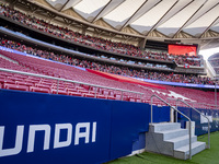 A view of the empty stands of Atletico de Madrid fans due to the suspension following the violent incidents in the derby against Real Madrid...