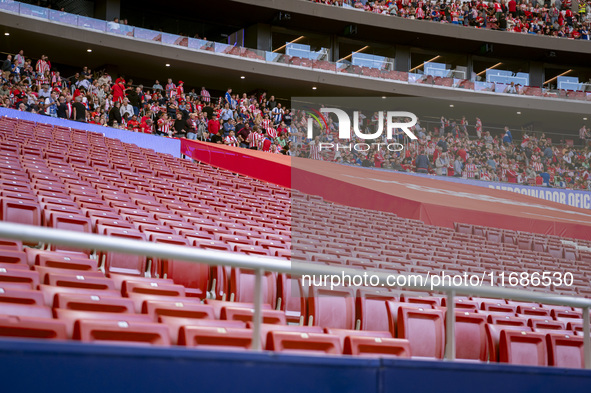 A view of the empty stands of Atletico de Madrid fans due to the suspension following the violent incidents in the derby against Real Madrid...