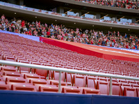 A view of the empty stands of Atletico de Madrid fans due to the suspension following the violent incidents in the derby against Real Madrid...