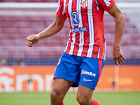 Nahuel Molina of Atletico de Madrid is in action with the ball during the La Liga EA Sports 2024/25 football match between Atletico de Madri...