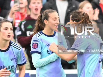 Rosa Kafaji (16 Arsenal) celebrates after scoring the team's second goal during the Barclays FA Women's Super League match between West Ham...