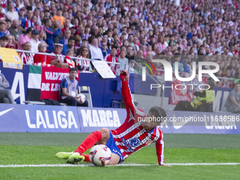 Giuliano Simeone of Atletico de Madrid saves the ball during the La Liga 2024/25 match between Atletico de Madrid and Leganes at Riyadh Air...