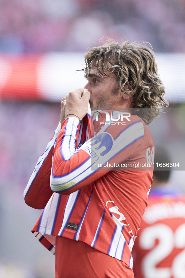 Antoine Griezmann of Atletico de Madrid celebrates a goal during the La Liga 2024/25 match between Atletico de Madrid and Leganes at Riyadh...