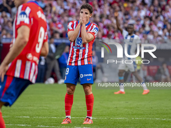 Julian Alvarez of Atletico de Madrid appears disappointed after missing a goal during the La Liga EA Sports 2024/25 football match between A...