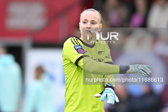 Goalkeeper Daphne Van Domselaar (14 Arsenal) participates in the Barclays FA Women's Super League match between West Ham United and Arsenal...