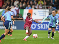 Viviane Assey (20 West Ham) shoots during the Barclays FA Women's Super League match between West Ham United and Arsenal at the Chigwell Con...