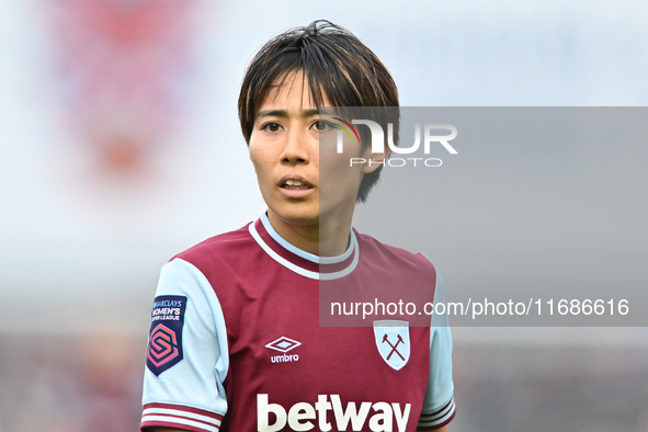 Riko Ueki (9 West Ham) looks on during the Barclays FA Women's Super League match between West Ham United and Arsenal at the Chigwell Constr...