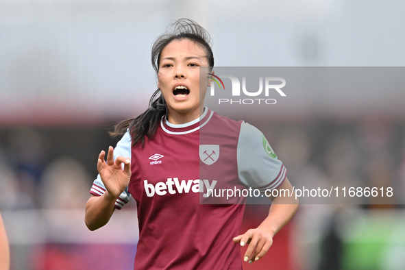 Li Mengwen (26 West Ham) looks on during the Barclays FA Women's Super League match between West Ham United and Arsenal at the Chigwell Cons...