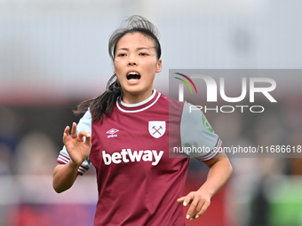 Li Mengwen (26 West Ham) looks on during the Barclays FA Women's Super League match between West Ham United and Arsenal at the Chigwell Cons...