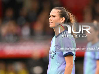 Laia Codina (5 Arsenal) looks on during the Barclays FA Women's Super League match between West Ham United and Arsenal at the Chigwell Const...