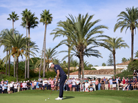 Julien Guerrier of France plays a shot on the 18th green during the play-off on day four of the Estrella Damm N.A. Andalucia Masters 2024 at...