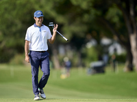 Jorge Campillo of Spain reacts on the 18th green during the play-off on day four of the Estrella Damm N.A. Andalucia Masters 2024 at Real Cl...