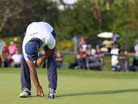 Jorge Campillo of Spain reacts on the 18th green during the play-off on day four of the Estrella Damm N.A. Andalucia Masters 2024 at Real Cl...