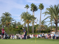 Julien Guerrier of France plays a shot on the 18th green during the play-off on day four of the Estrella Damm N.A. Andalucia Masters 2024 at...