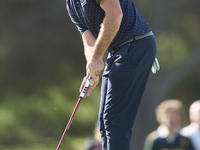 Julien Guerrier of France plays a shot on the 18th green during the play-off on day four of the Estrella Damm N.A. Andalucia Masters 2024 at...