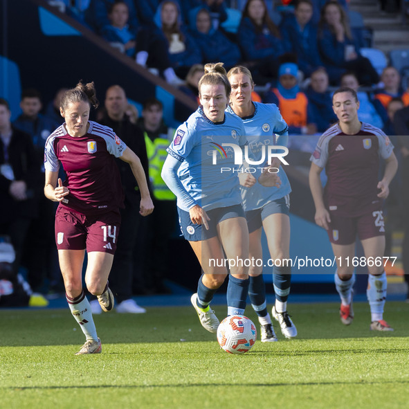 Lauren Hemp #11 of Manchester City W.F.C. participates in the Barclays FA Women's Super League match between Manchester City and Aston Villa...