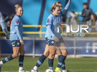 Lauren Hemp #11 of Manchester City W.F.C. celebrates her goal during the Barclays FA Women's Super League match between Manchester City and...