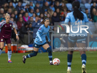 Yui Hasegawa #25 of Manchester City W.F.C. is in action during the Barclays FA Women's Super League match between Manchester City and Aston...