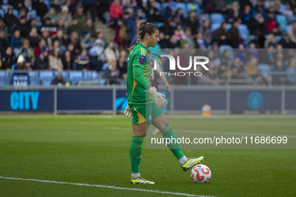 Sabrina D'Angelo #1 (GK) of Aston Villa W.F.C. participates in the Barclays FA Women's Super League match between Manchester City and Aston...