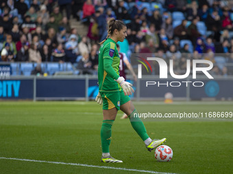 Sabrina D'Angelo #1 (GK) of Aston Villa W.F.C. participates in the Barclays FA Women's Super League match between Manchester City and Aston...